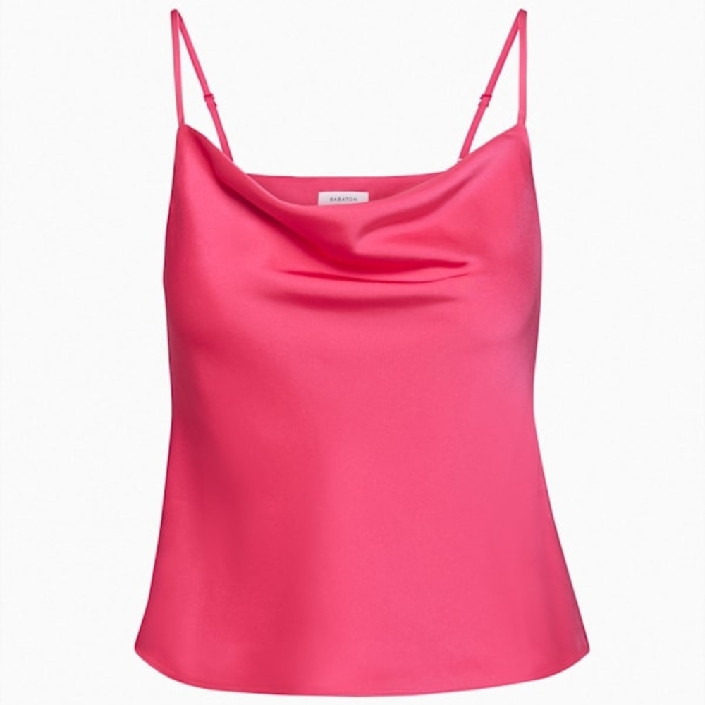 Aritzia Babaton Pink Satin Cowl Neck Top in Size Small NWOT